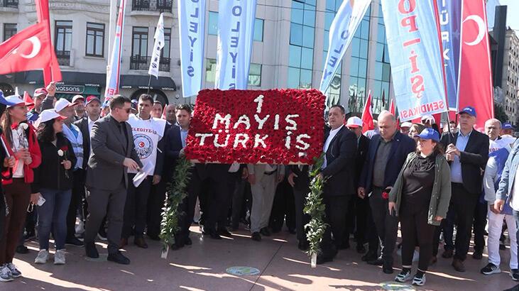 TÜRK-İŞ ve SİME-SEN Taksim Meydanı’na çelenk bıraktı