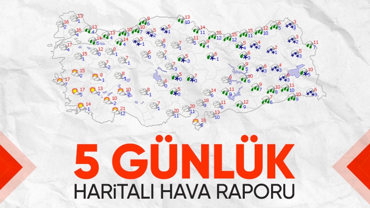 Kar yurda giriş yaptı! Meteoroloji 5 günlük hava tahmini raporunu paylaştı