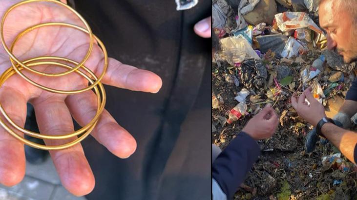 Düşürdüğü 40 gram altın 40 tonluk çöplükte bulundu